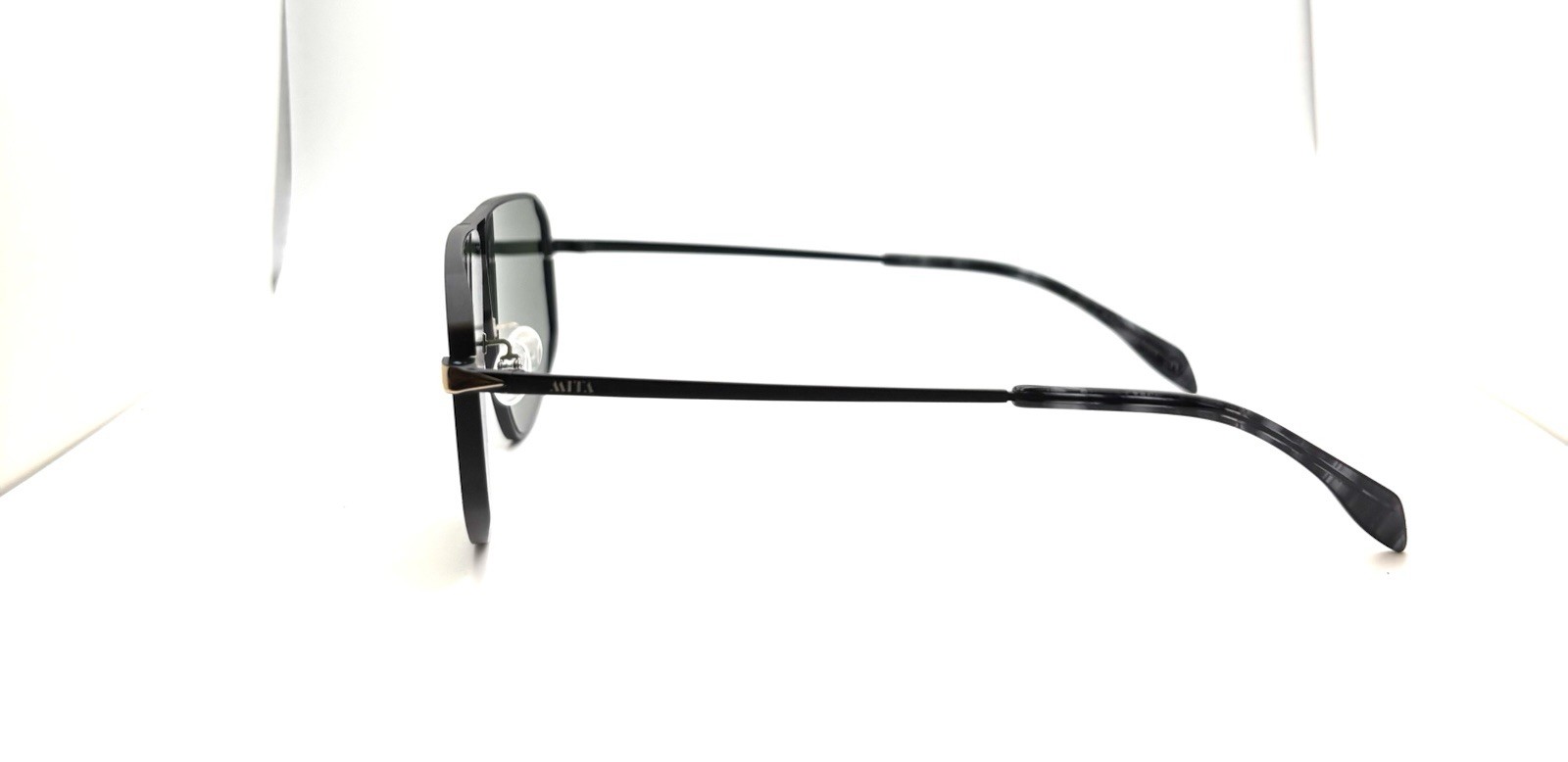 Mita Sunglasses Milano In Black Recycled Aluminum & Plastic Geometric Aviator