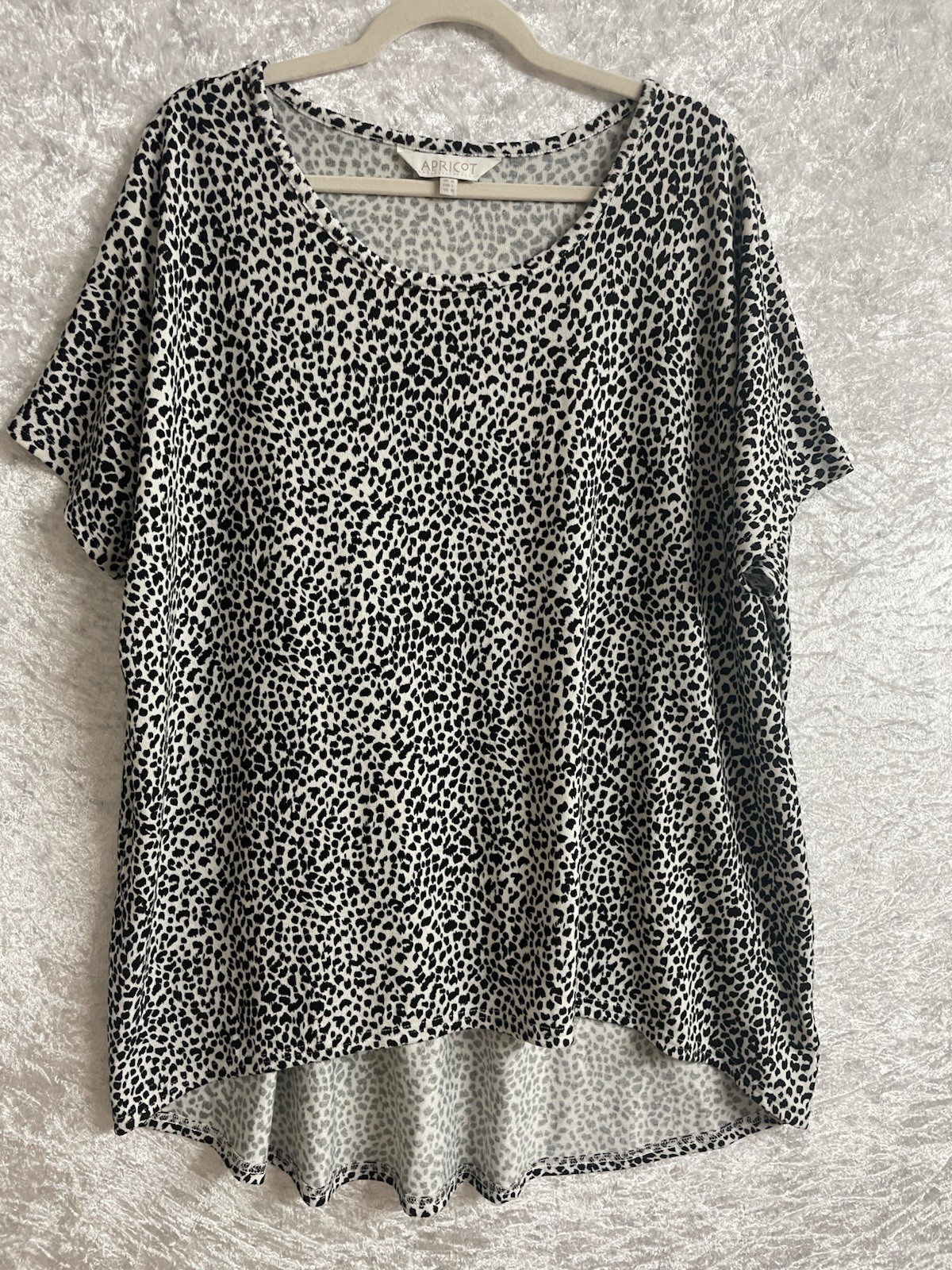 Apricot Size 14 Black & White Animal Print Soft Fine Knit Fabric Oversize Top