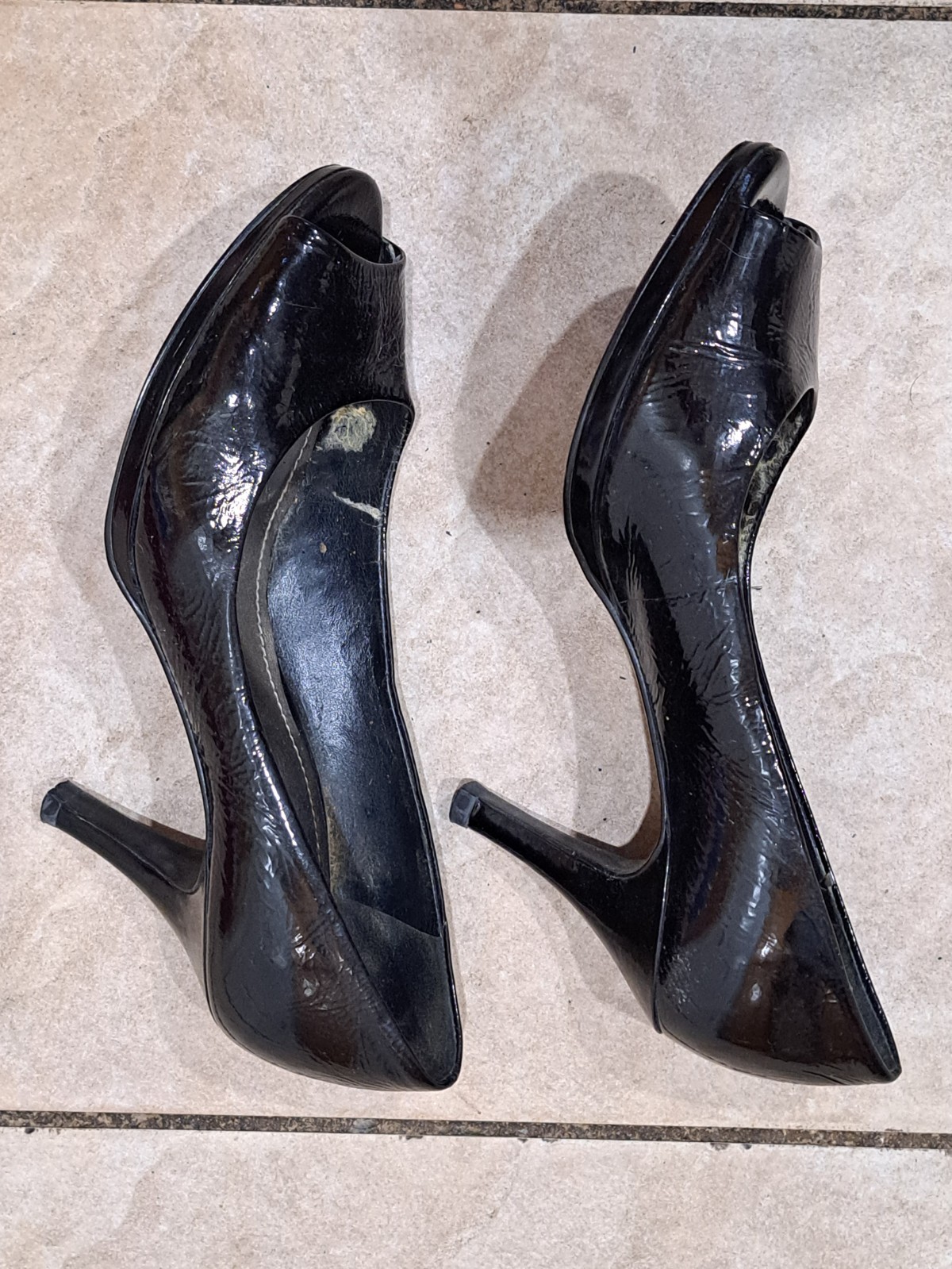 Alex Marie black peep toe high heel shoes size 8