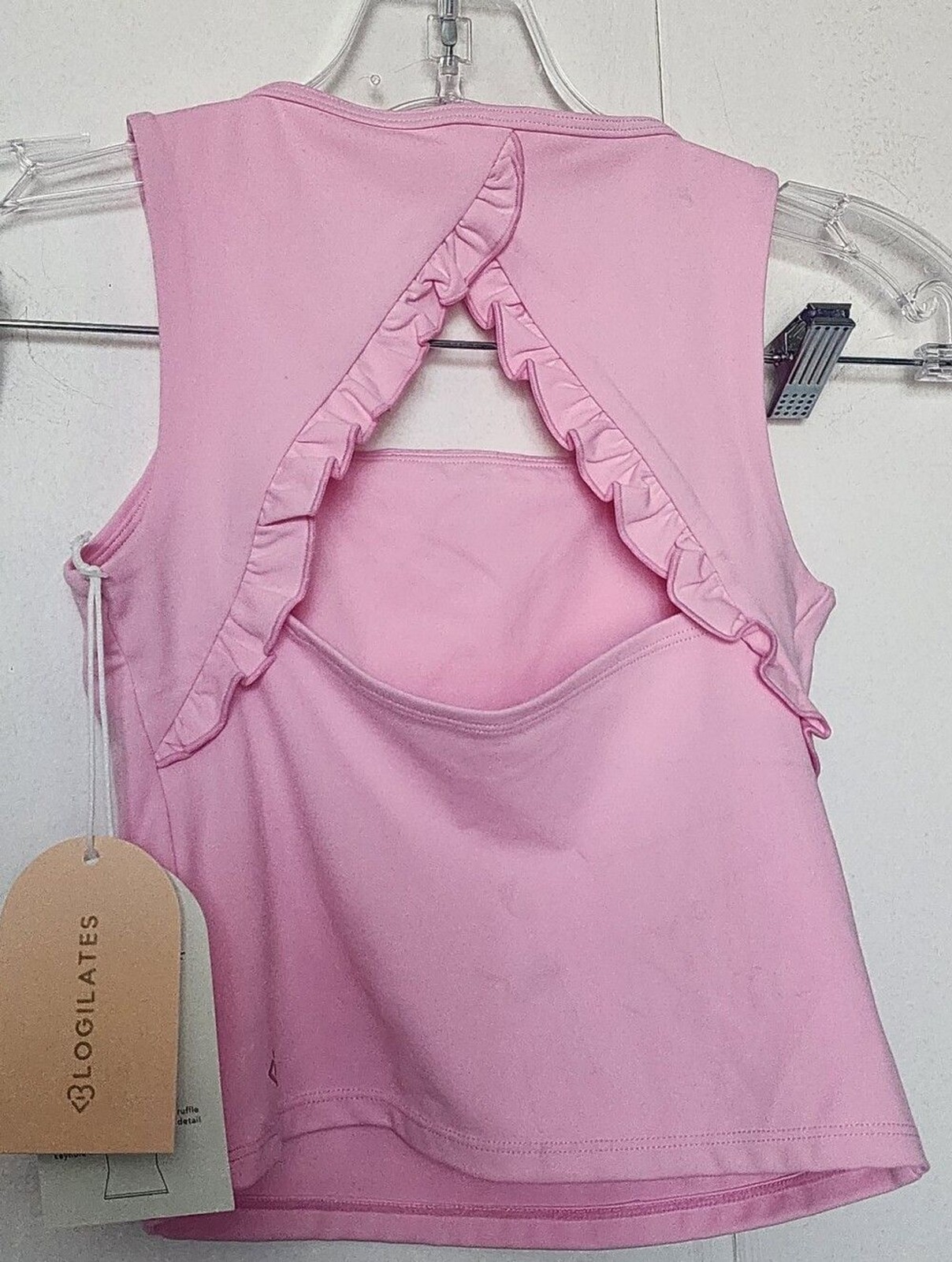 Blogilates Girls Pink Ruffle Keyhole Active Top Sleeveless M 8 Mommy & Me NWT
