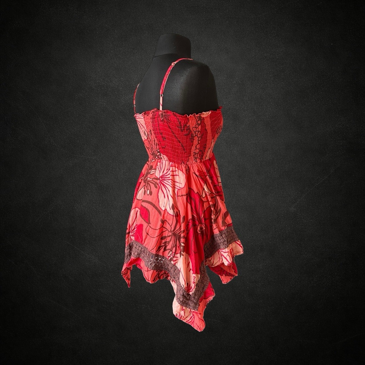 Joe Browns Womens Y2K Asymmetrical Cami Top 10 Red Coral Floral Fairy Festival