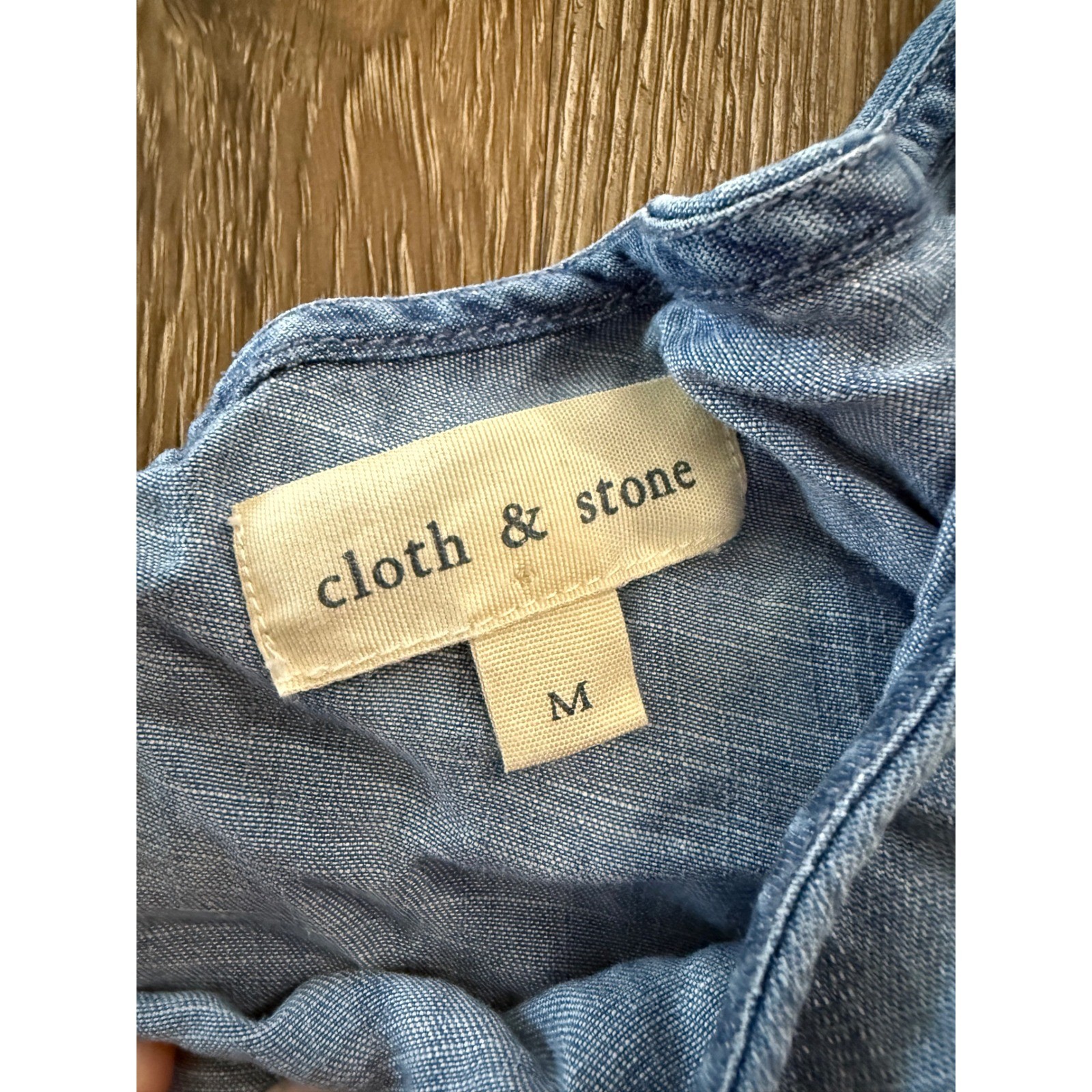 Cloth & Stone Womens One Shoulder Ruffle Chambray Top Blue Tencel Lyocell Medium