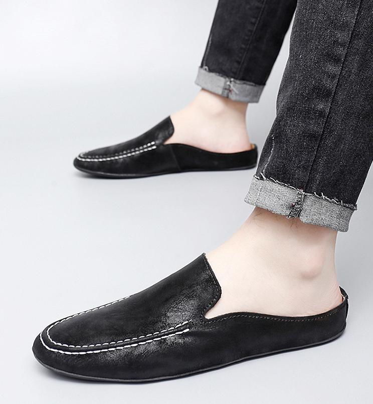Men’s Faux Leather Pumps Shoes Business Casual Pointy Toe Gommino Slingback Chic