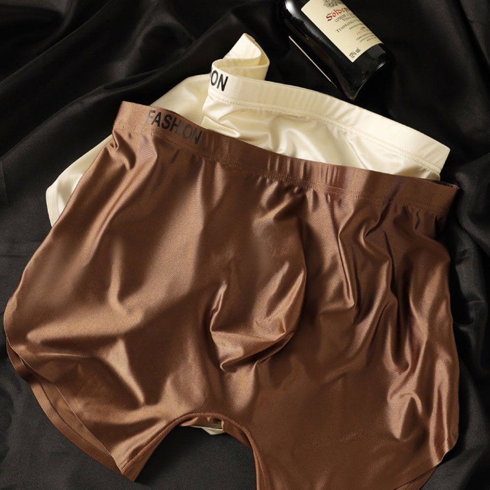 4PCS Men’s Ice Silk Underwear Breathable Boxer Shorts Seamless Satin Soft Briefs
