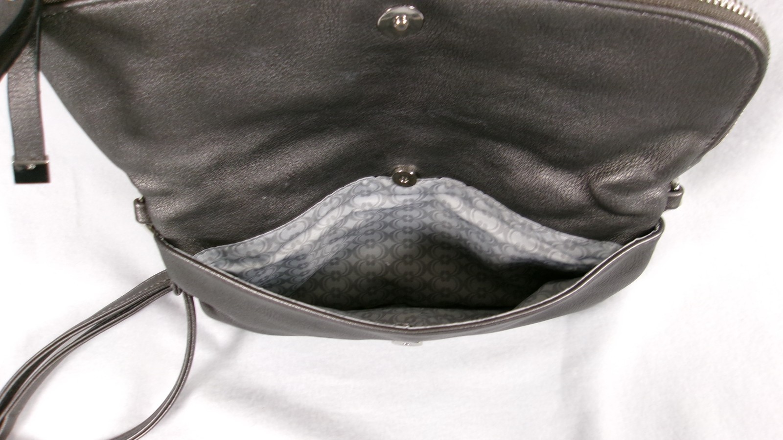Charming Charlie Gray Metallic Fold-Over Crossbody Purse