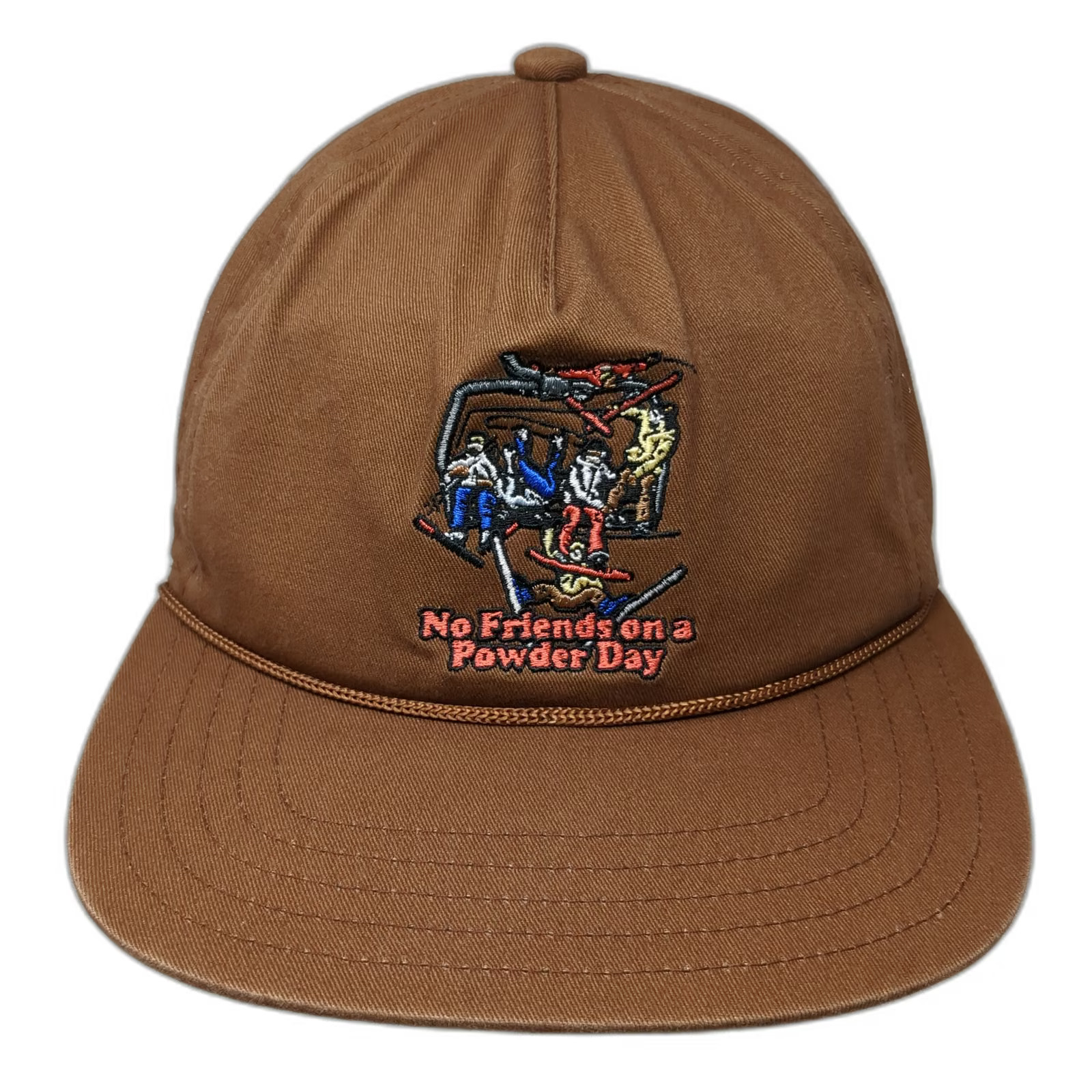 Coal 5 Panel Brown One Size Hat No Friends on a Powder Day Ski Chairlift Rope