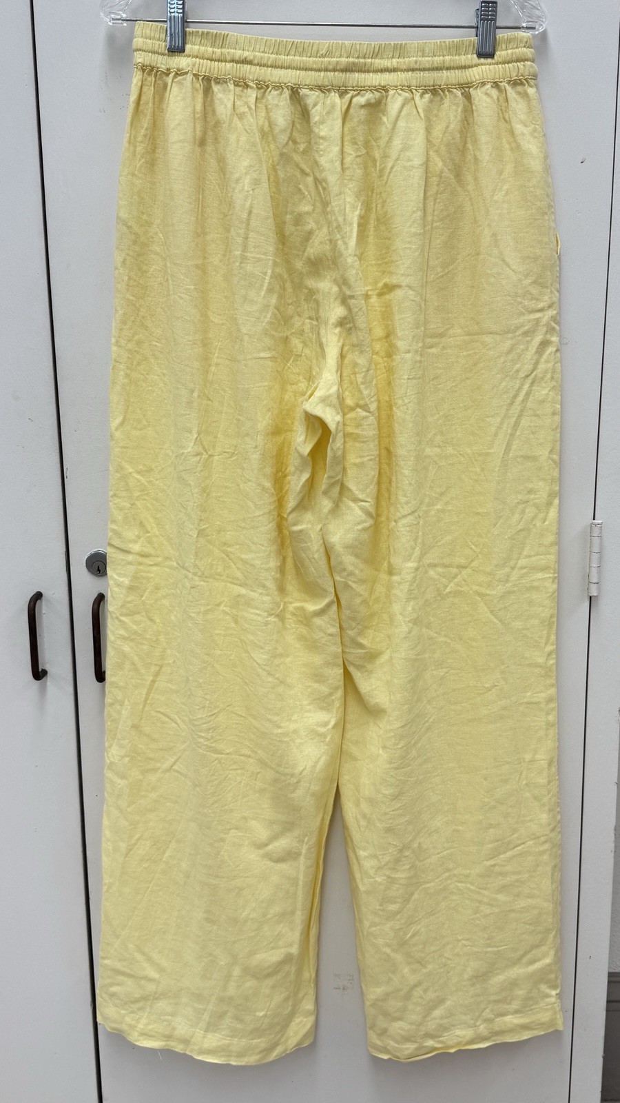 Cotton On Women’s Yellow Linen blend Wide-Leg Pants Elastic Waist Drawstring 10