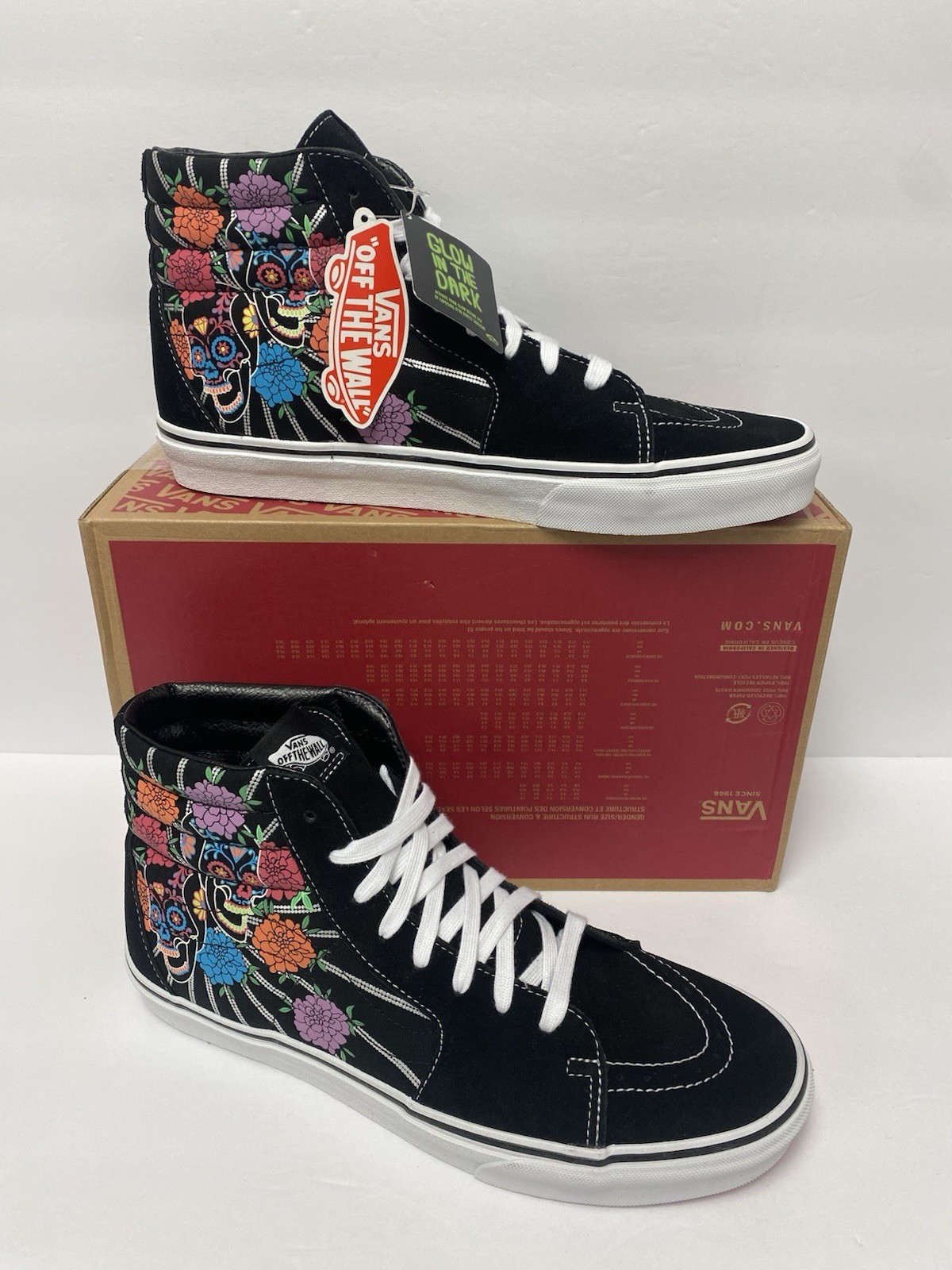 VANS M 13 SKATE Sk8 Hi Dia De Los Muertos Black Skate Shoes New In Box !!