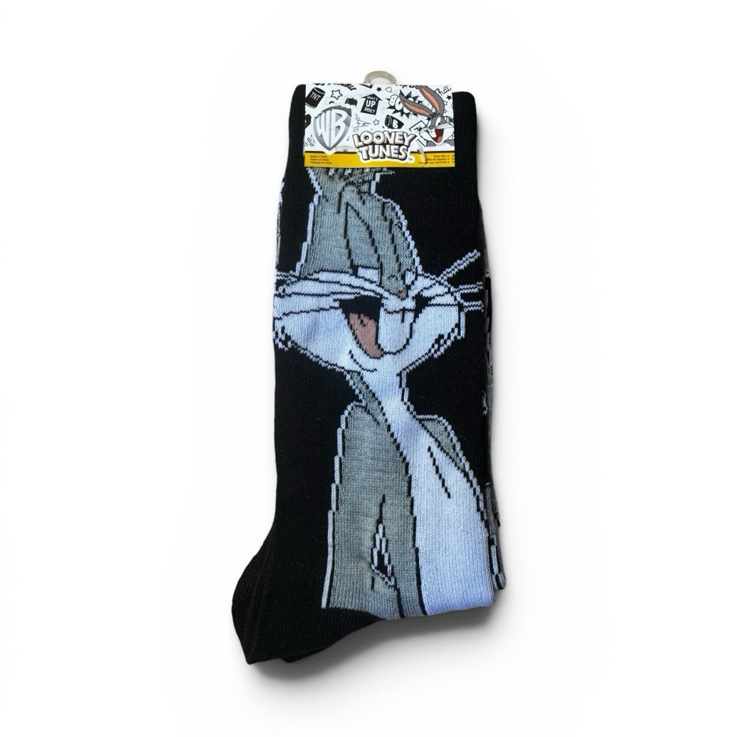 Looney Tunes Bugs Bunny/Daffy Duck Men’s Crew Socks Black Sze 6-12