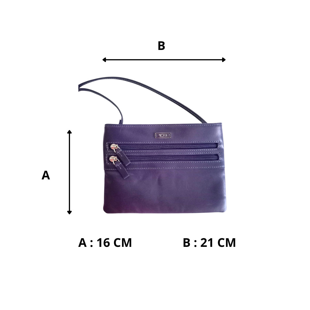 Tumi Purple Multi-Zip Small Crossbody Bag – Lightweight Travel Pouch
