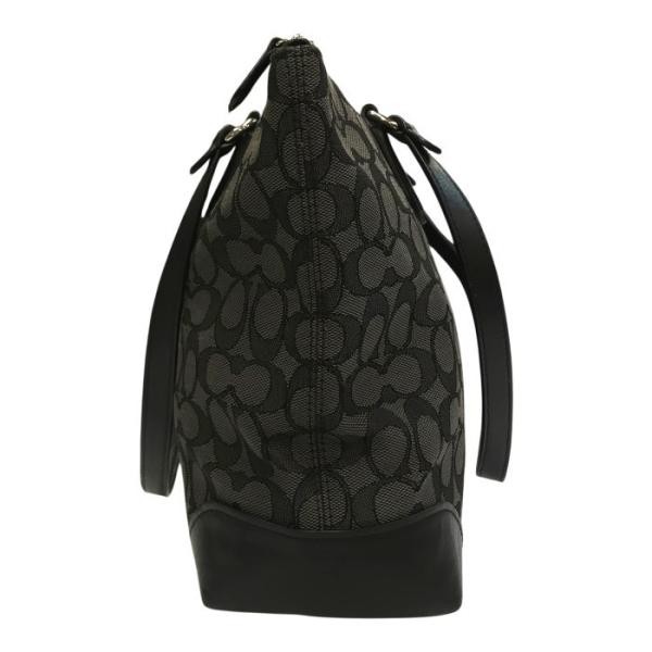 Coach Signature Tote Bag Ladies’ Canvas Leather Grey black F29958 T1 Used