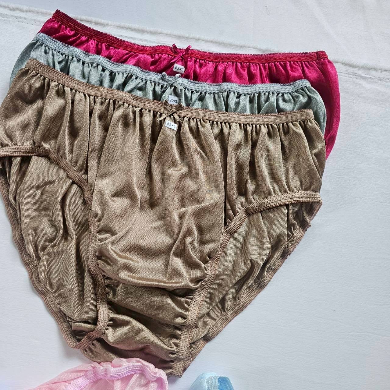 12 Plus Underwear Mid-Waist Panties Women Mens Briefs Nylon Silky Soft /2XL/Mix