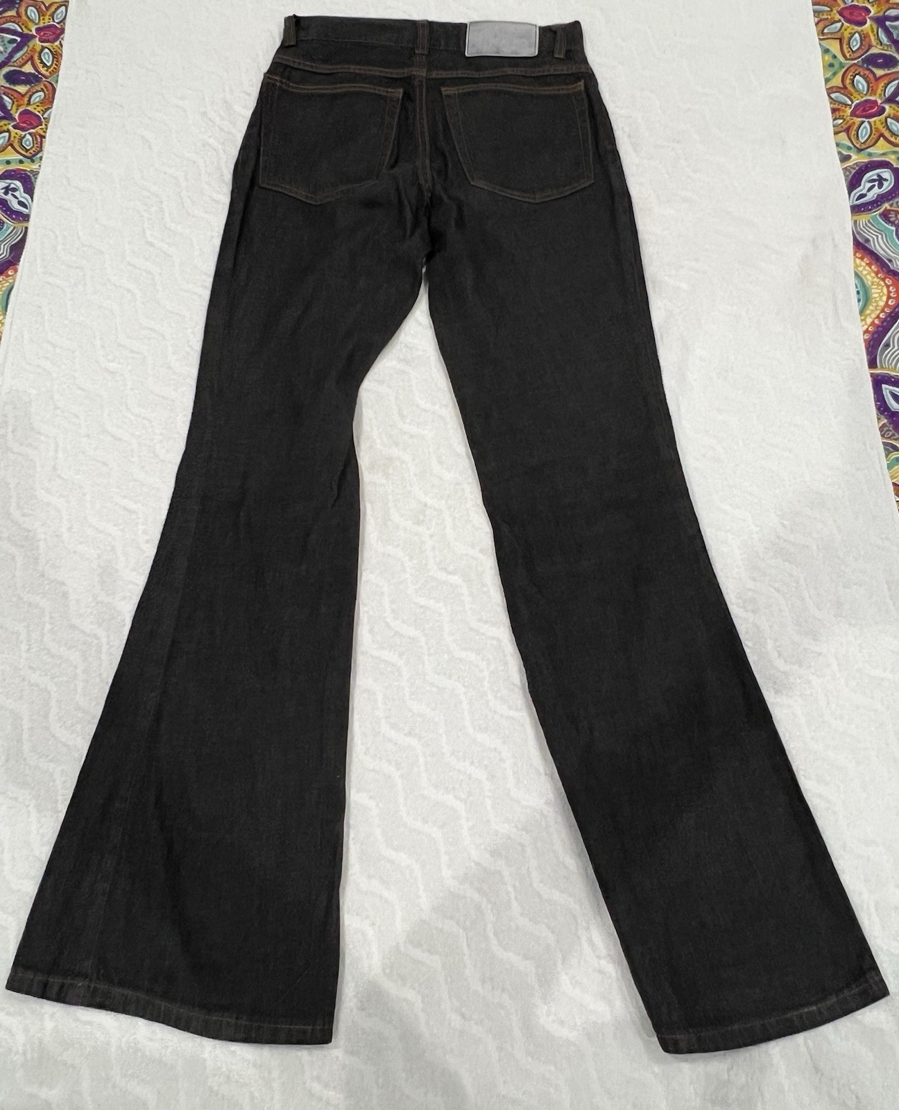 Vintage Women Gucci by Tom Ford Size 38 Wide Leg Boot Cut Flared Jeans Dark Gray