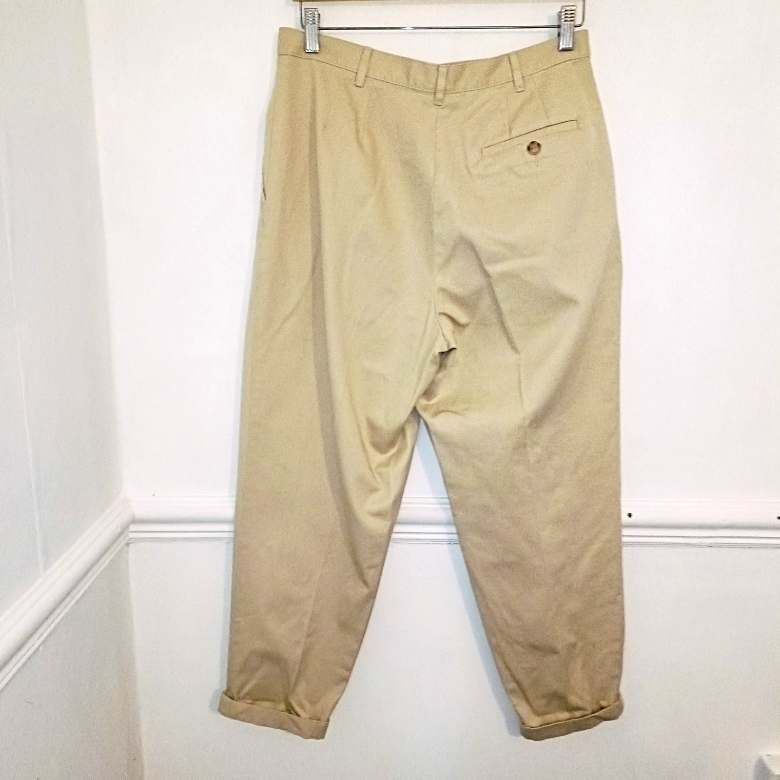 Softal Debenhams Womens Trousers Beige Size UK 14 Vintage 100% Cotton High Rise