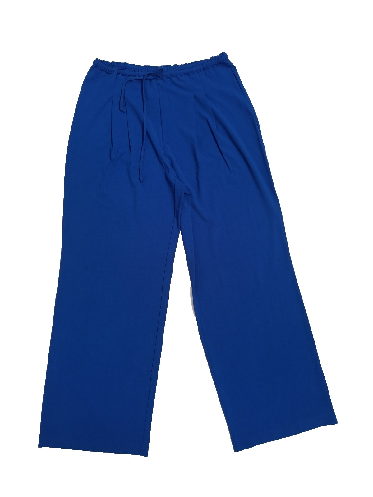 H&M Blue Wide Leg Dress Pants Adjustable Waist Drawstring Free Size 30 To 36 In