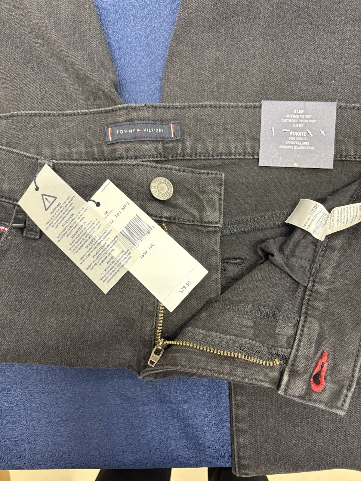 Tommy Hilfiger Men’s THflex Slim Leg Black Jeans Size W36/30L New Pants