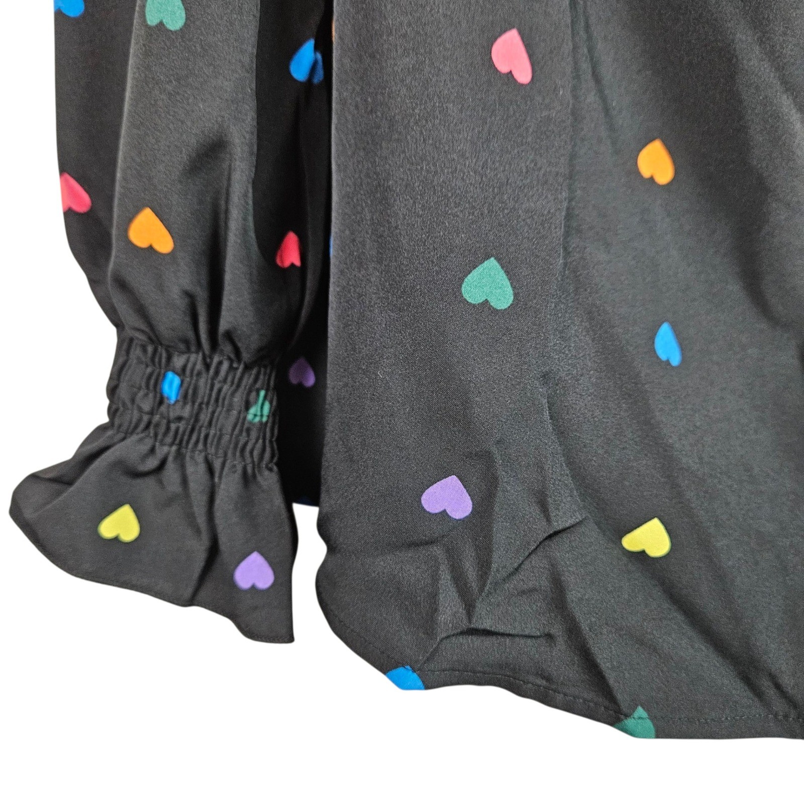 Shein Curve Plus Size 5X Blouse Heart Print Long Sleeve Black Multicolor Top