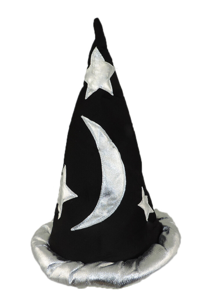 Celestial Wizard Sorcerer BLACK & SILVER Pointed Magical Witch Hat