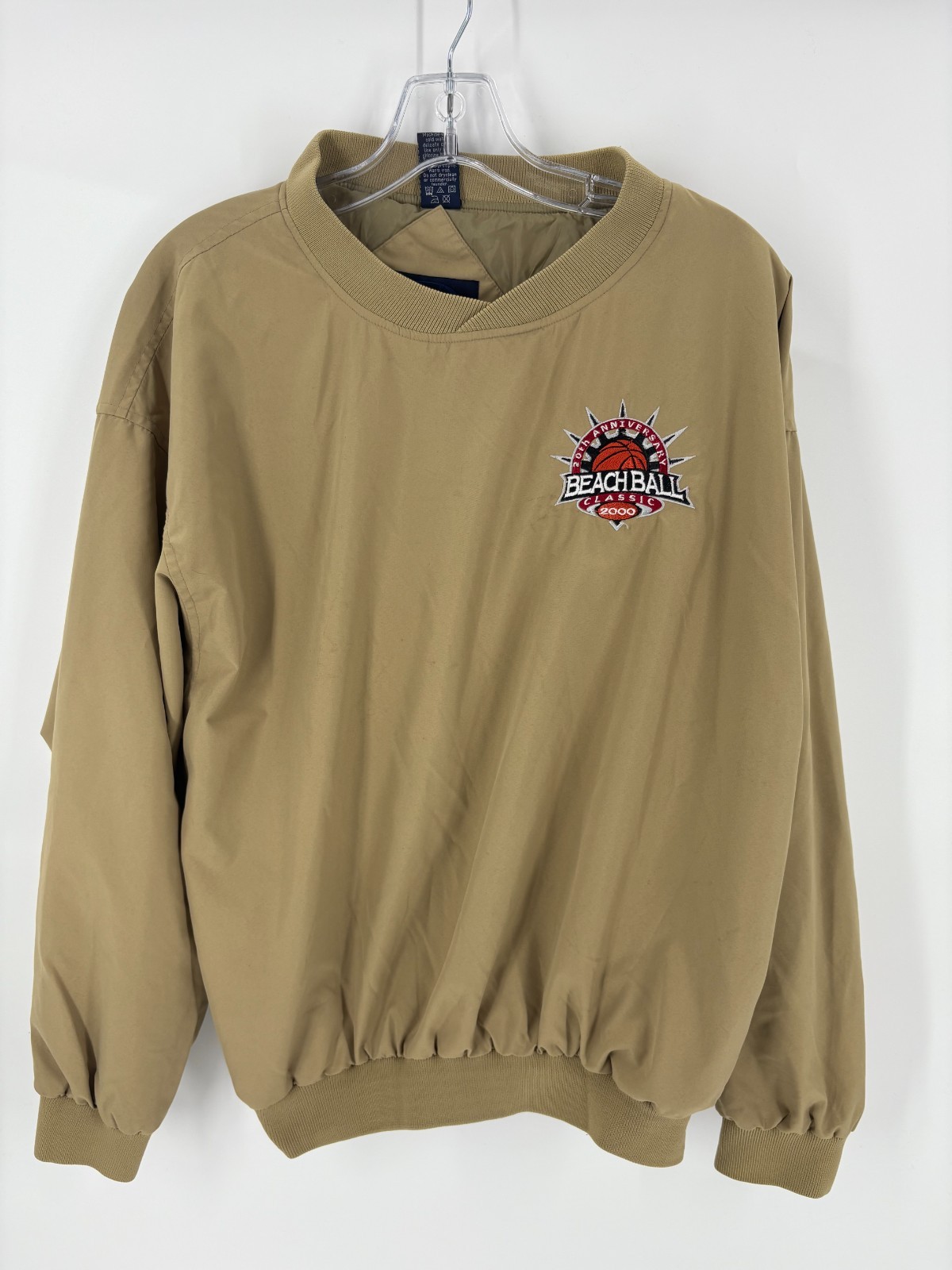 Beach Ball Classic 2000 Pullover Jacket Small Tan Velocity Y2K Myrtle Beach
