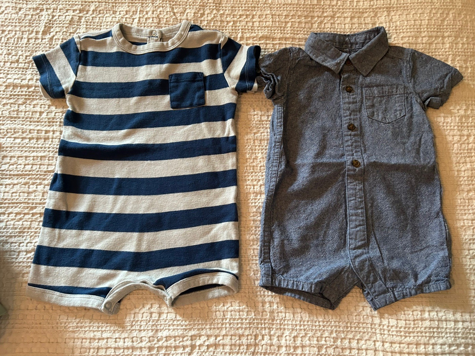 Huge 50 piece Baby boy clothing lot size 12 months EUC sleepers outfits