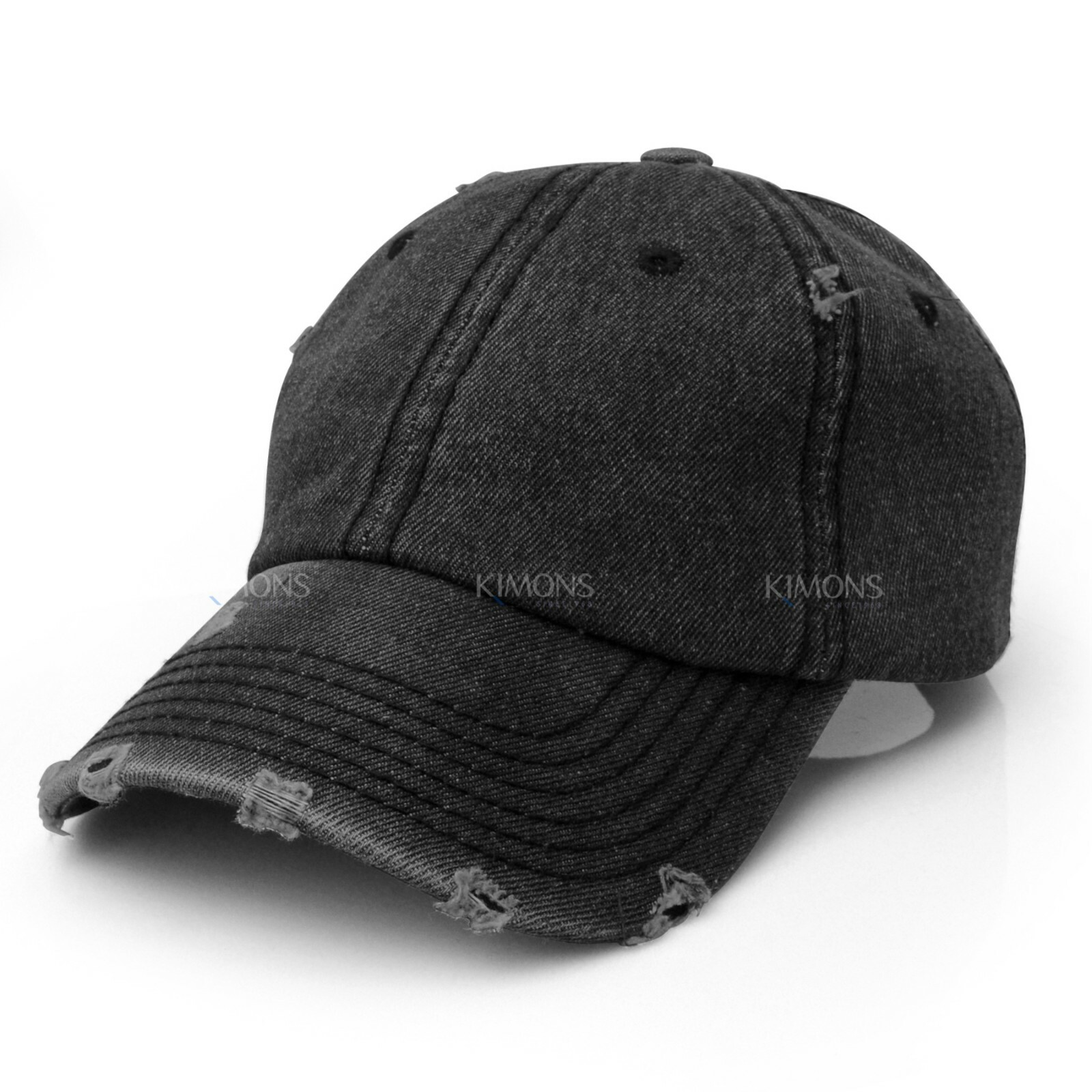 Vintage Distressed 100% Cotton Solid Polo Denim Baseball Cap Hat Ball Dad Washed