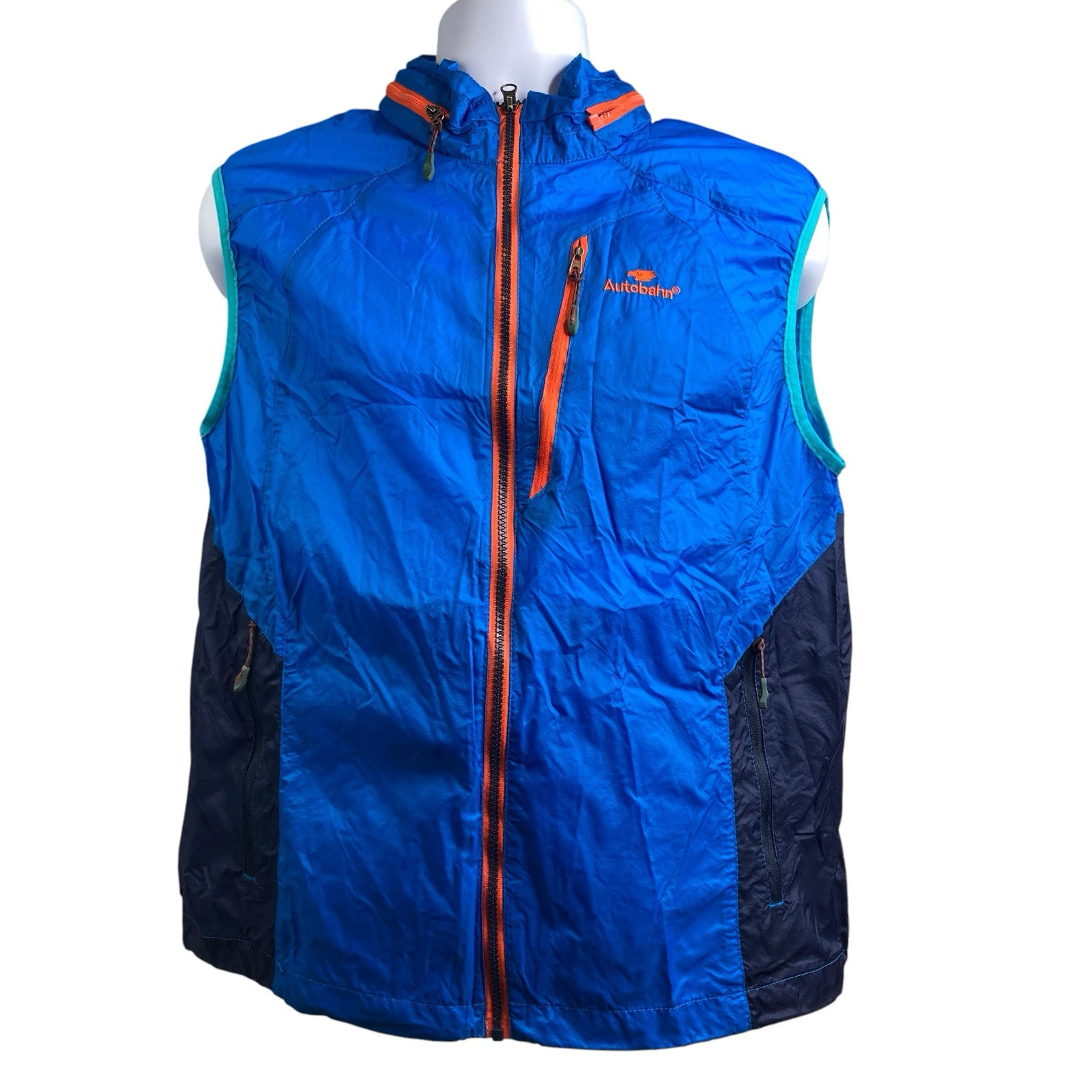 AUTOBAHN Men’s Blue Wind Breaker Vest Sz 110/M Cycling Running Biking Outdoors