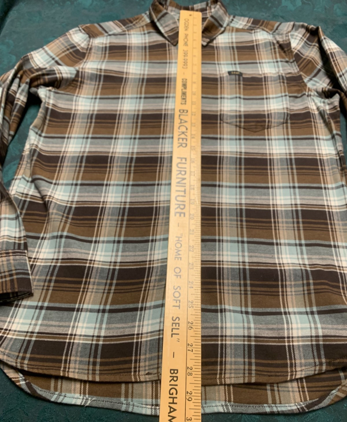 Lee 98% Cotton/2% Elastane Brown/Blue Plaid Flannel Shirt Size M