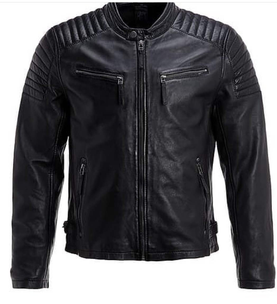 Cafe Racer Men’s Cowhide soft Leather Jacket Motorcycle Biker Style Black Jacket