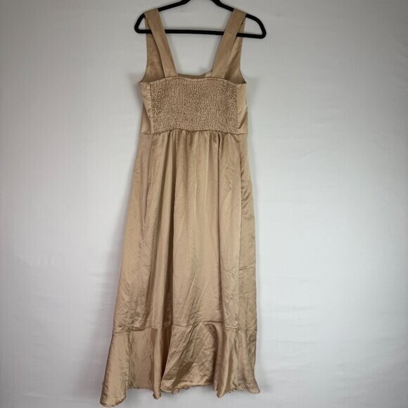 Show Me Your Mumu Claire Midi Dress Bridesmaid Bridal Champagne Luxe Satin XL