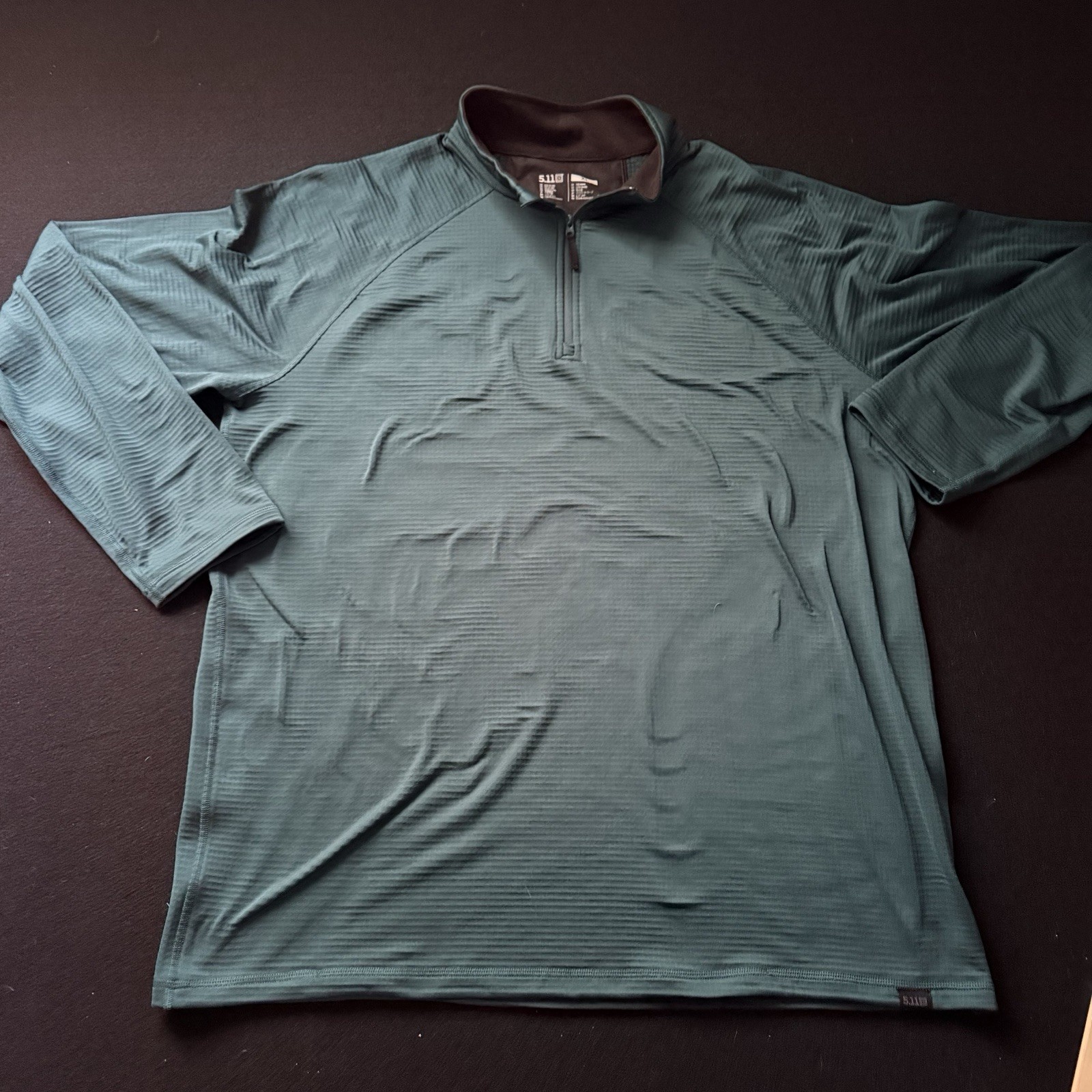 11 Tactical Stratos 1/4 Zip men’s shirt in a dark teal green color XL
