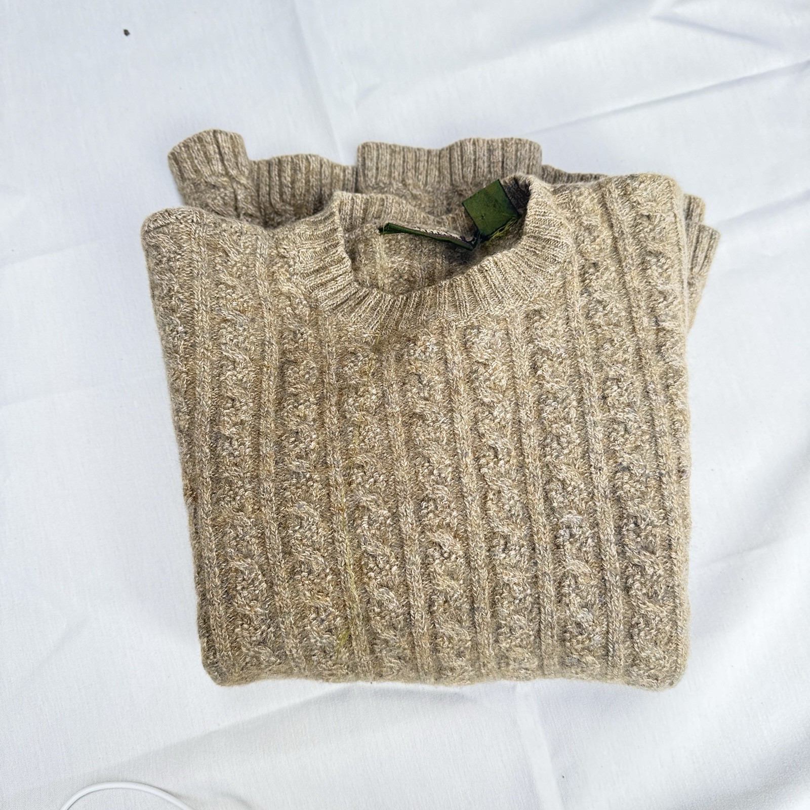 Vintage Timberland Fisherman Cable Knit Sweater Mens M Beige Lambswool P2P 19