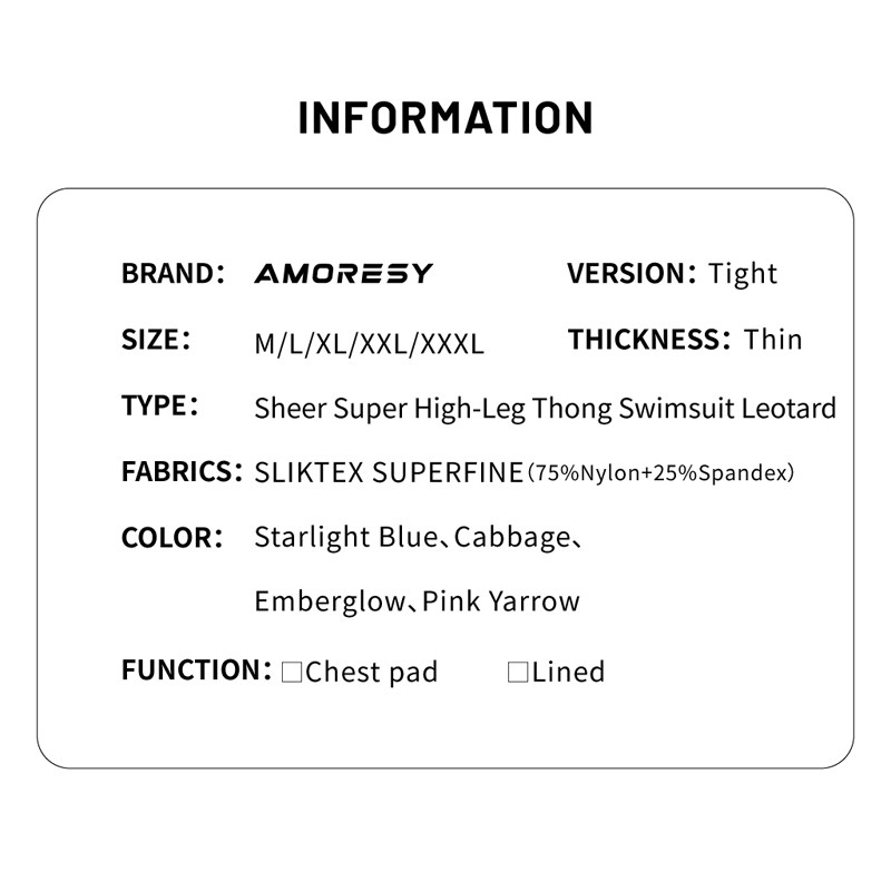 AMORESY Women See Through One Piece Swimwear High-Leg Thong Competitive Leotards