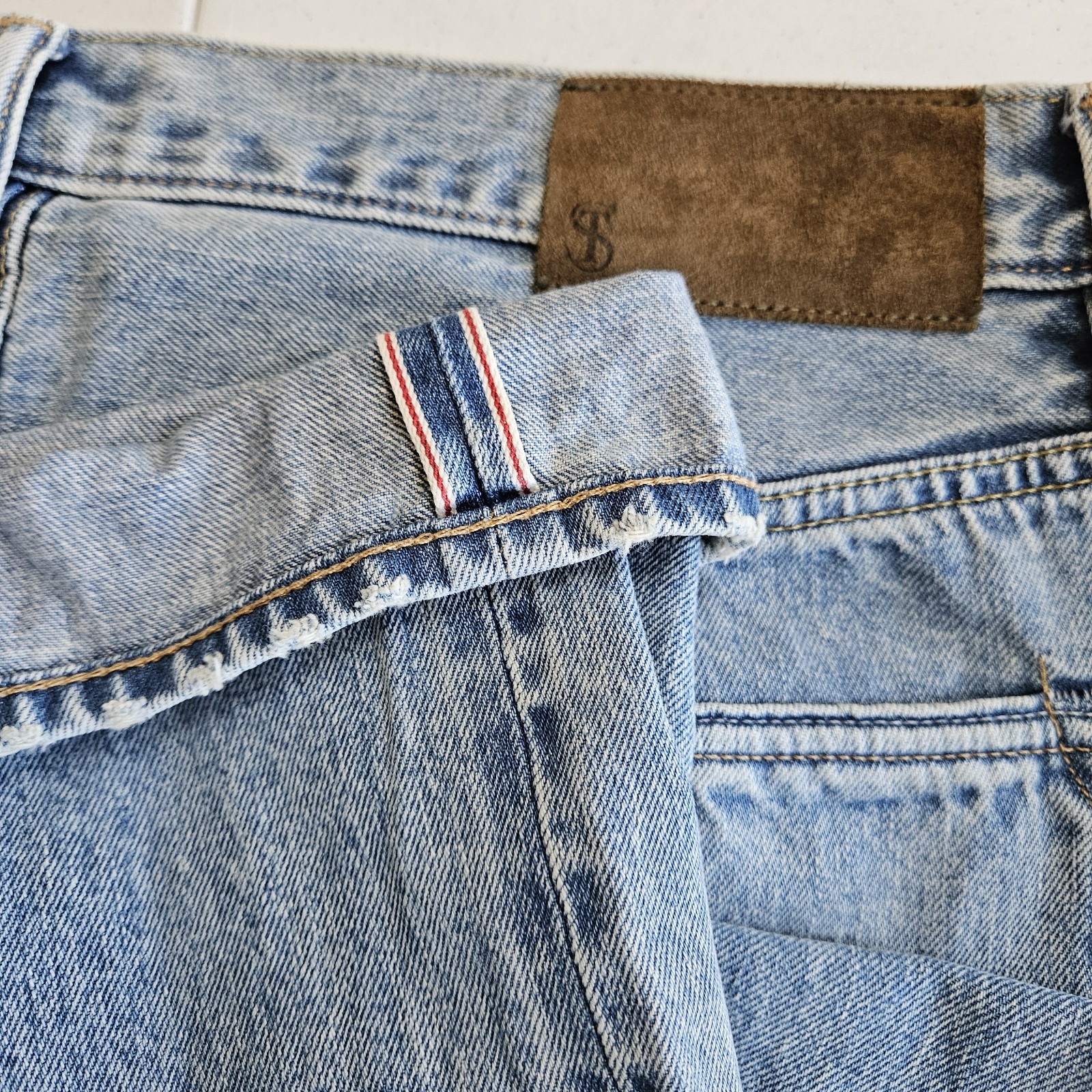 Todd Snyder Relaxed Fit Selvage 12.5 oz Denim Jeans 34×34 Light Wash Button Fly