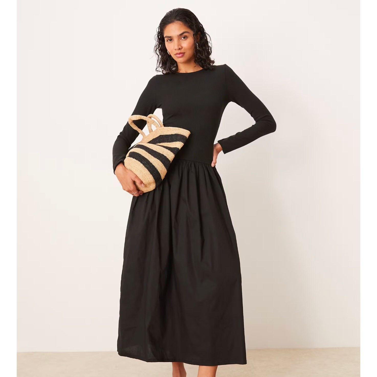 ASOS Black Long Sleeve Midi Dress Size 8