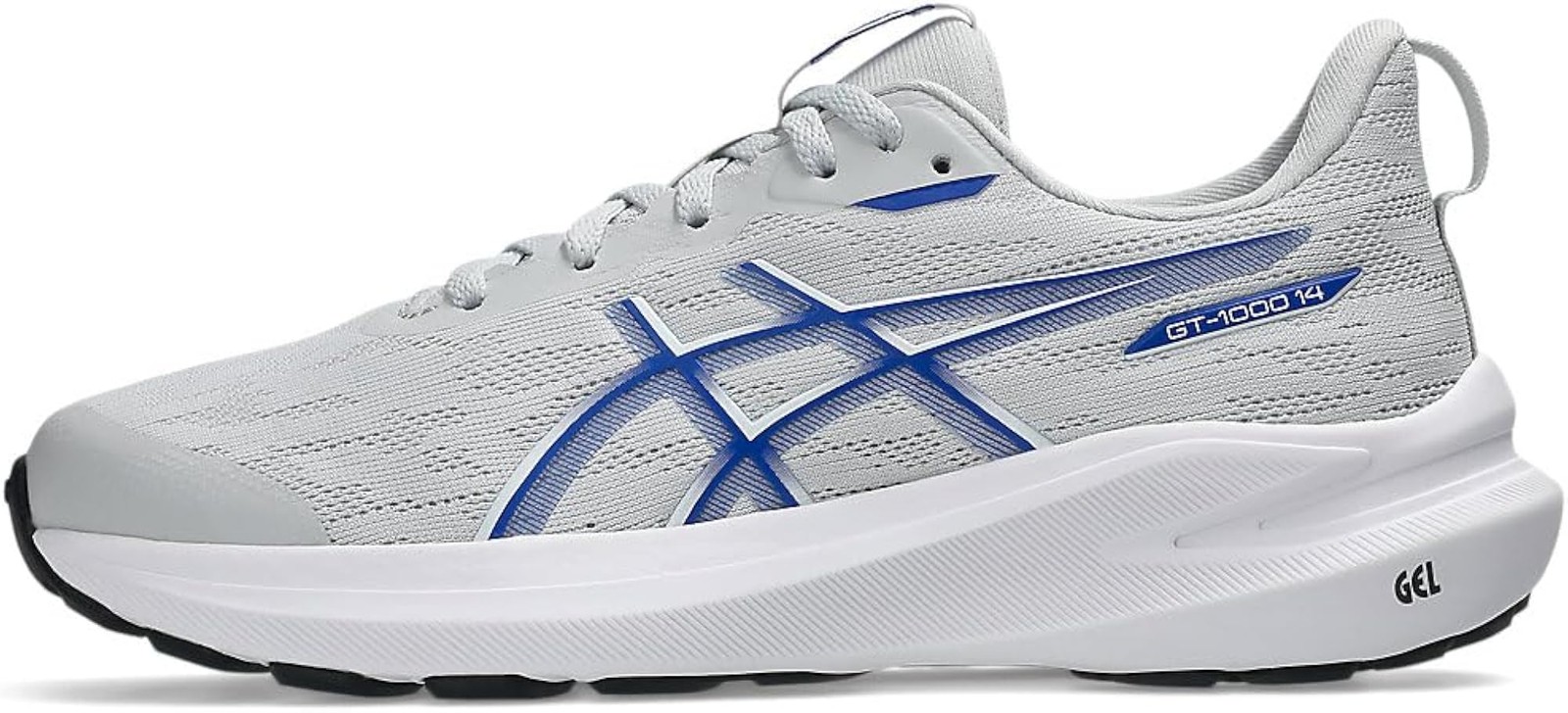 ASICS Unisex-Child Gt-1000 14 Gs – Concrete/Neon Blue – 5.5 Big Kid