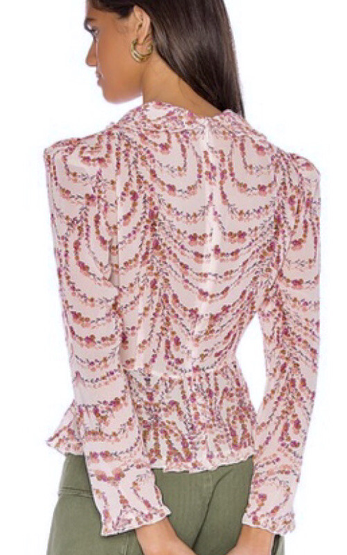 NWT $295 Divine Heritage x Urban Outfitters Collared Peplum L Pink Puff Shoulder