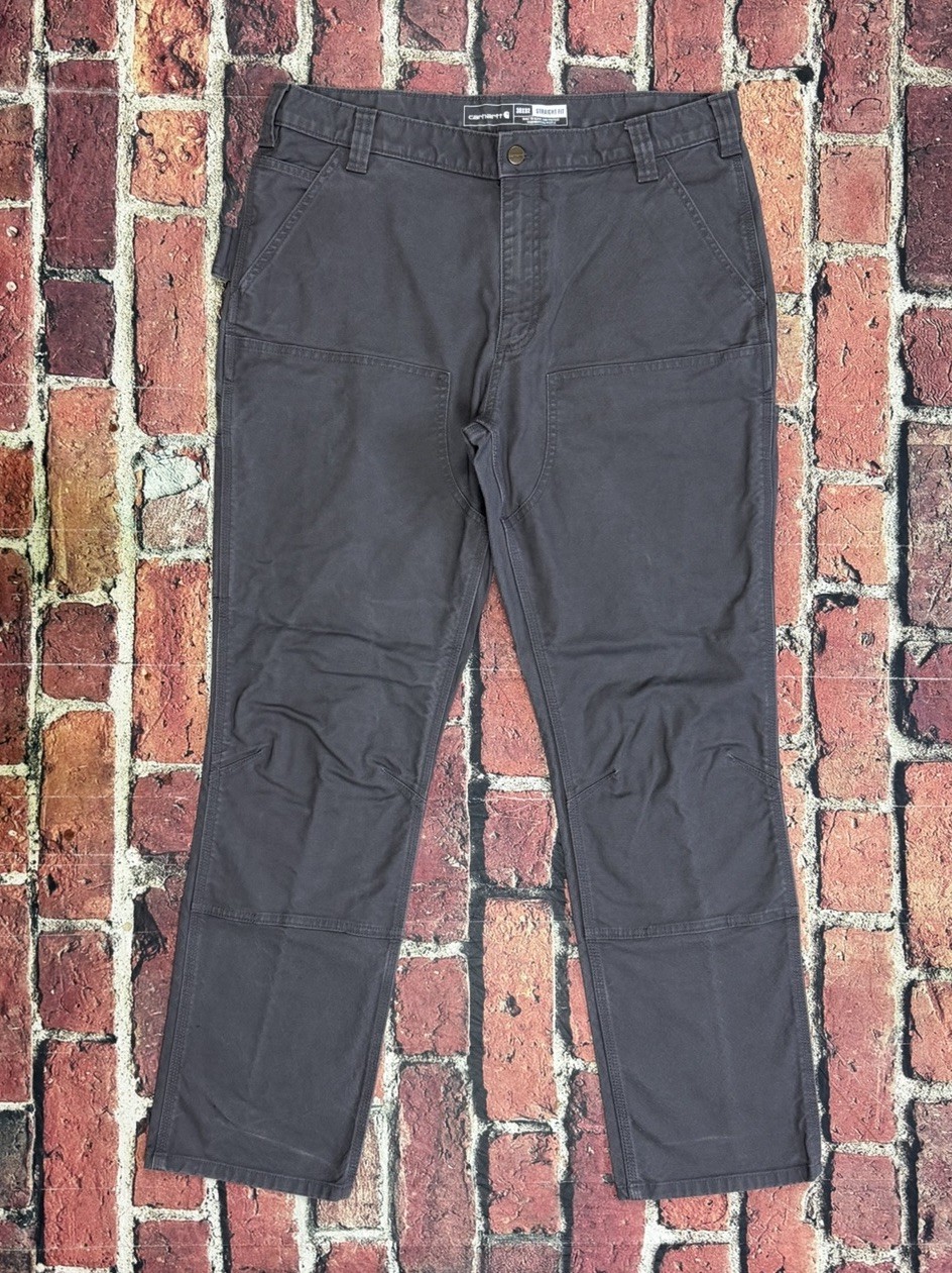 Carhartt Gray Double Knee Canvas Duck Pants 103340 GVL Mens 38×32 Straight Fit