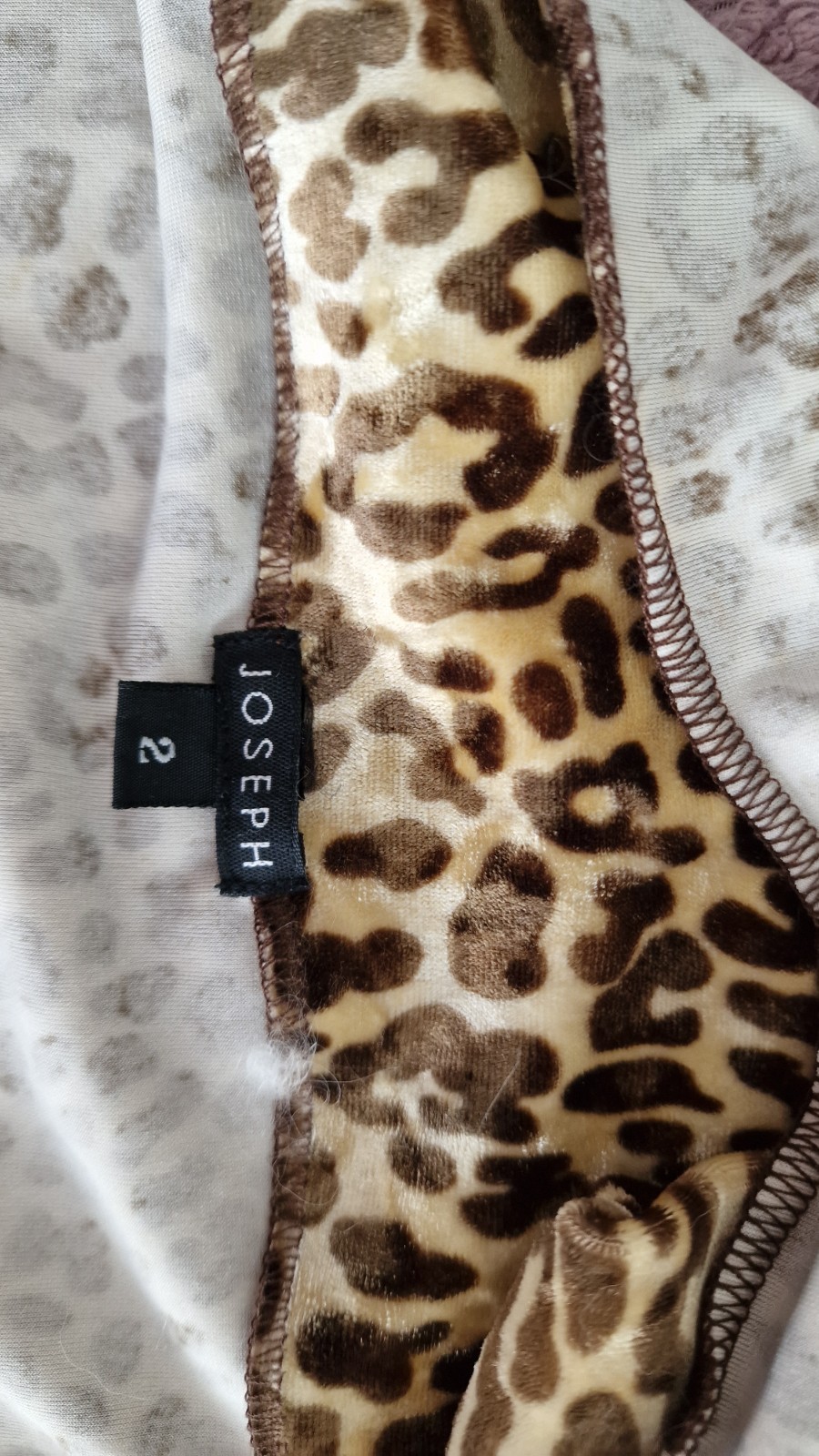 Leopard print velvet high neck ladies top by Joseph, pre-loved, size M