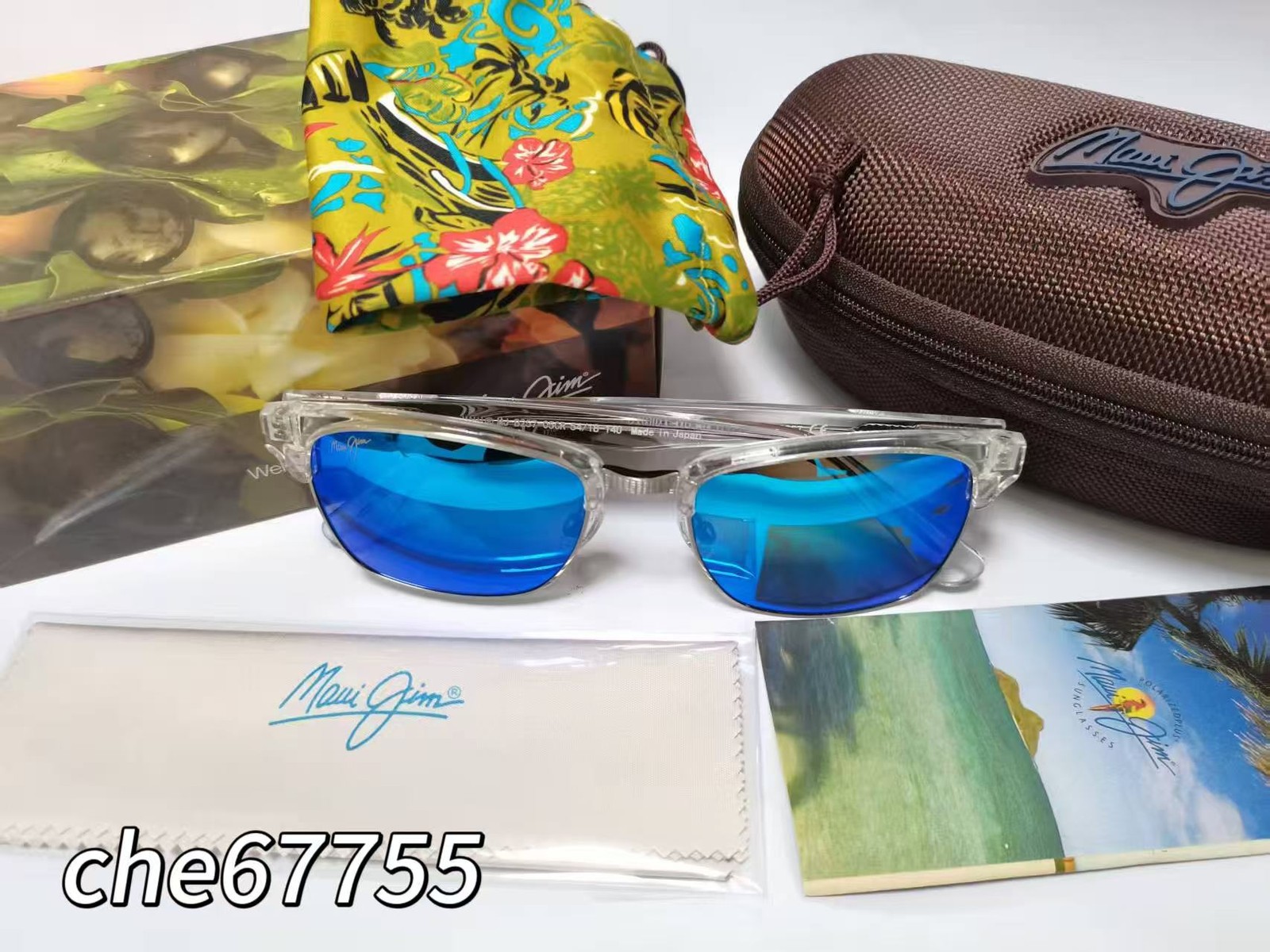 MAUI JIM KAWIKA POLARIZED B257-05CR SUNGLASSES CRYSTAL FRAME/BLUE HAWAII LENS