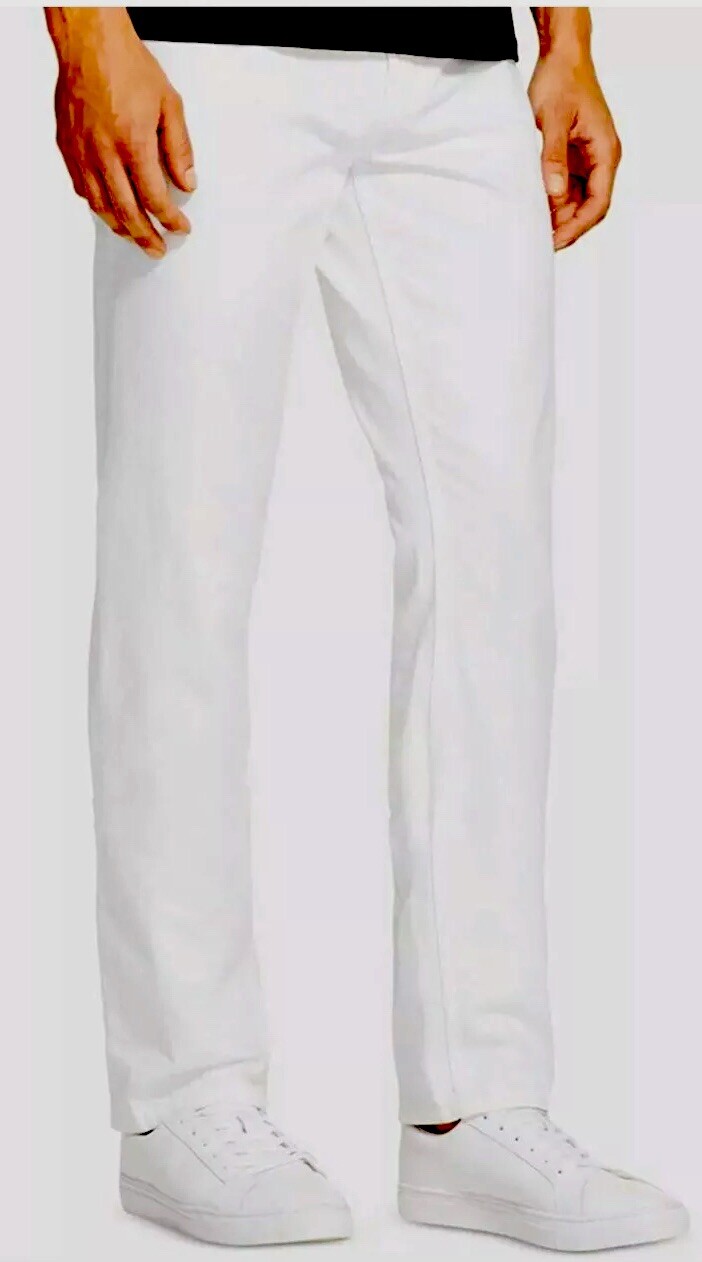 DKNY Mens St Marks Slim Pants Sits At Waits White Size W38 L30 $89.50 MSRP