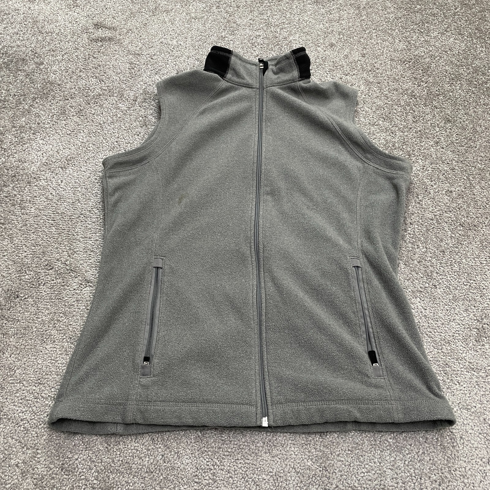 Lands’ End Nanotex Thermacheck Fleece Vest Womens Small gray Full Zip Outdoor
