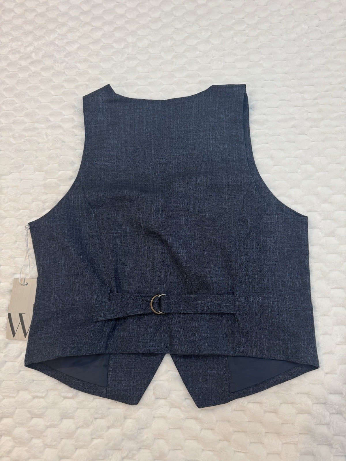 Women’s Blue Solid Formal Vest Waistcoat, Size S, 5-Button Back Adjuster