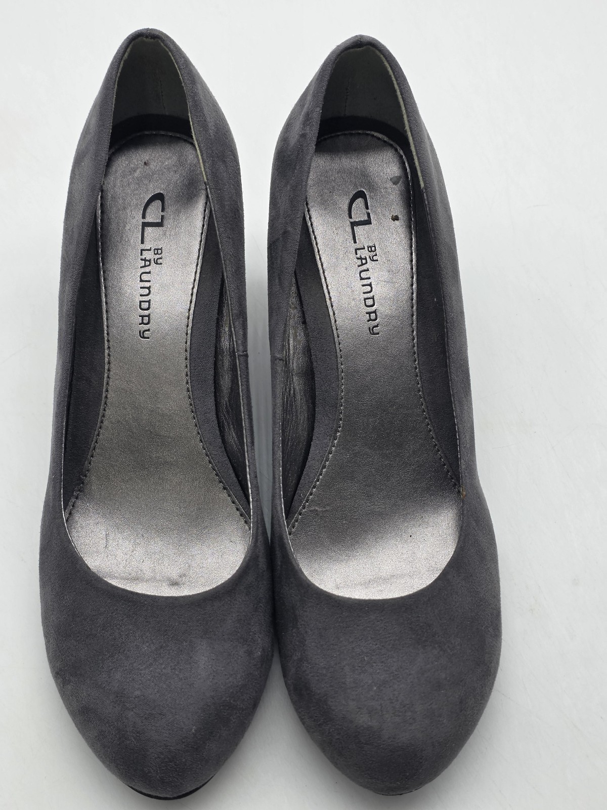 CL By Laundry Shoes Womens Size 9 Gray Nima Suede Wedge Round Toe Pump Heels