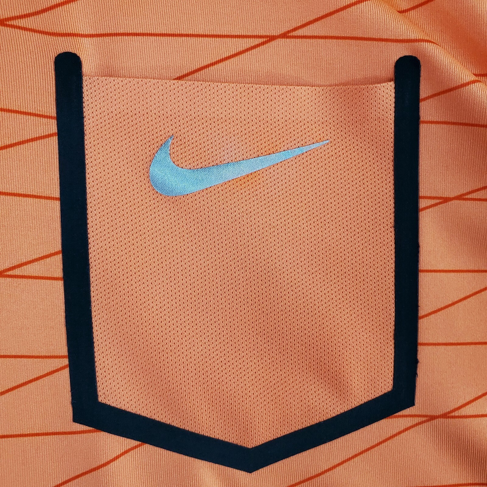 NIKE GOLF Size Medium Orange Pocketed Grid Tour Performance Mens Polo Shirt