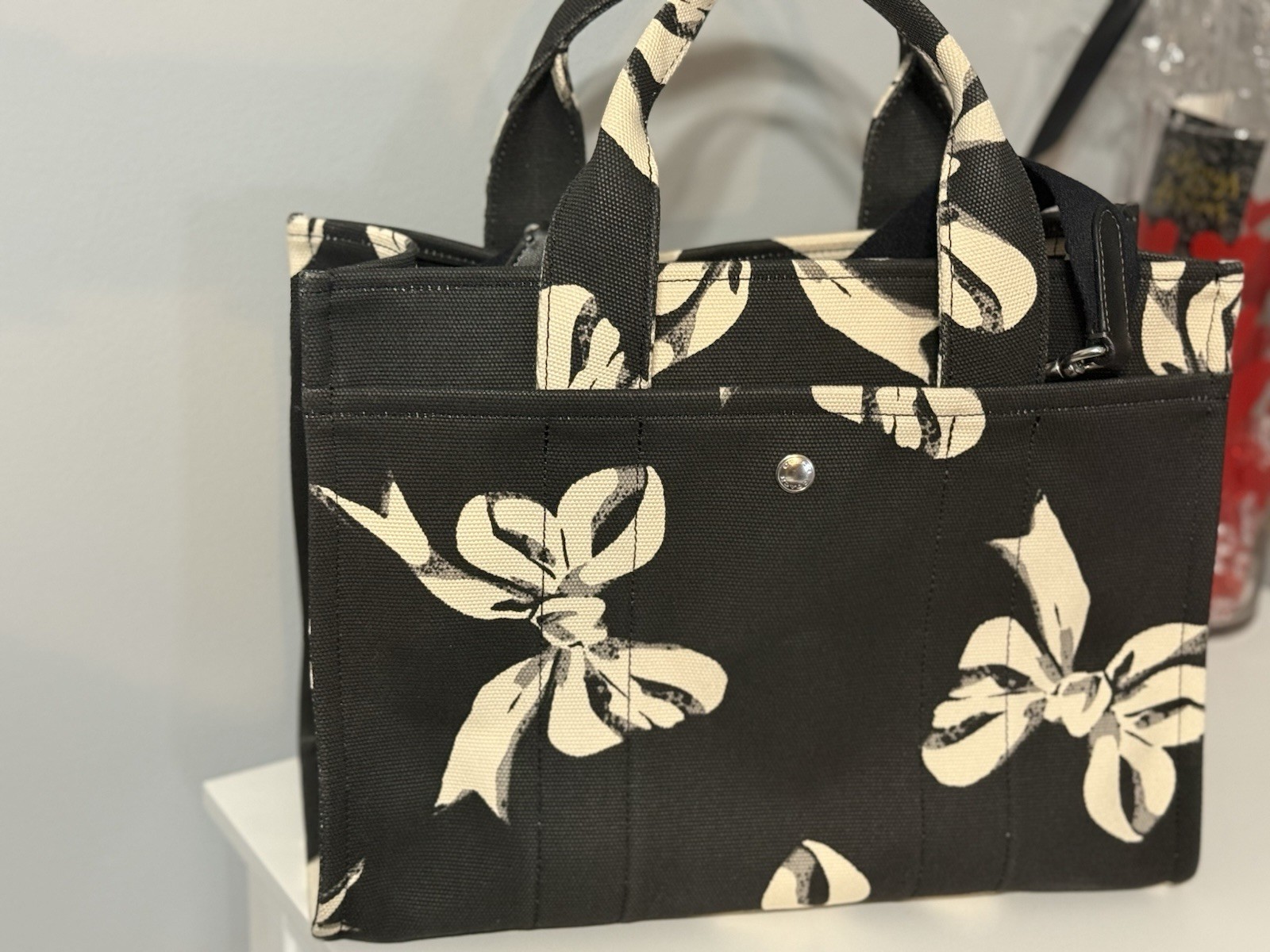 COACH Tote Bag With Bow Print Canvas