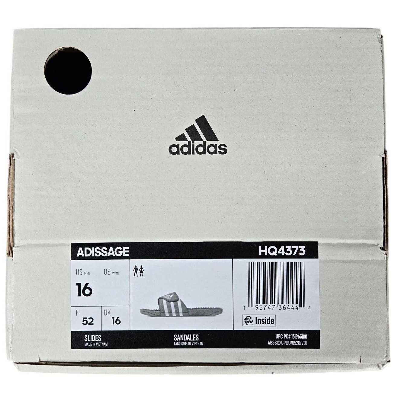 adidas ADISSAGE Adjustable Rubber Slides Gray/White Men’s 16 NIB