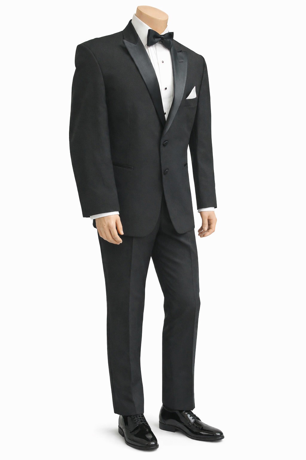 Men’s Black Tuxedo Jacket with Satin Peak Lapels & Optional Pants Wedding Prom