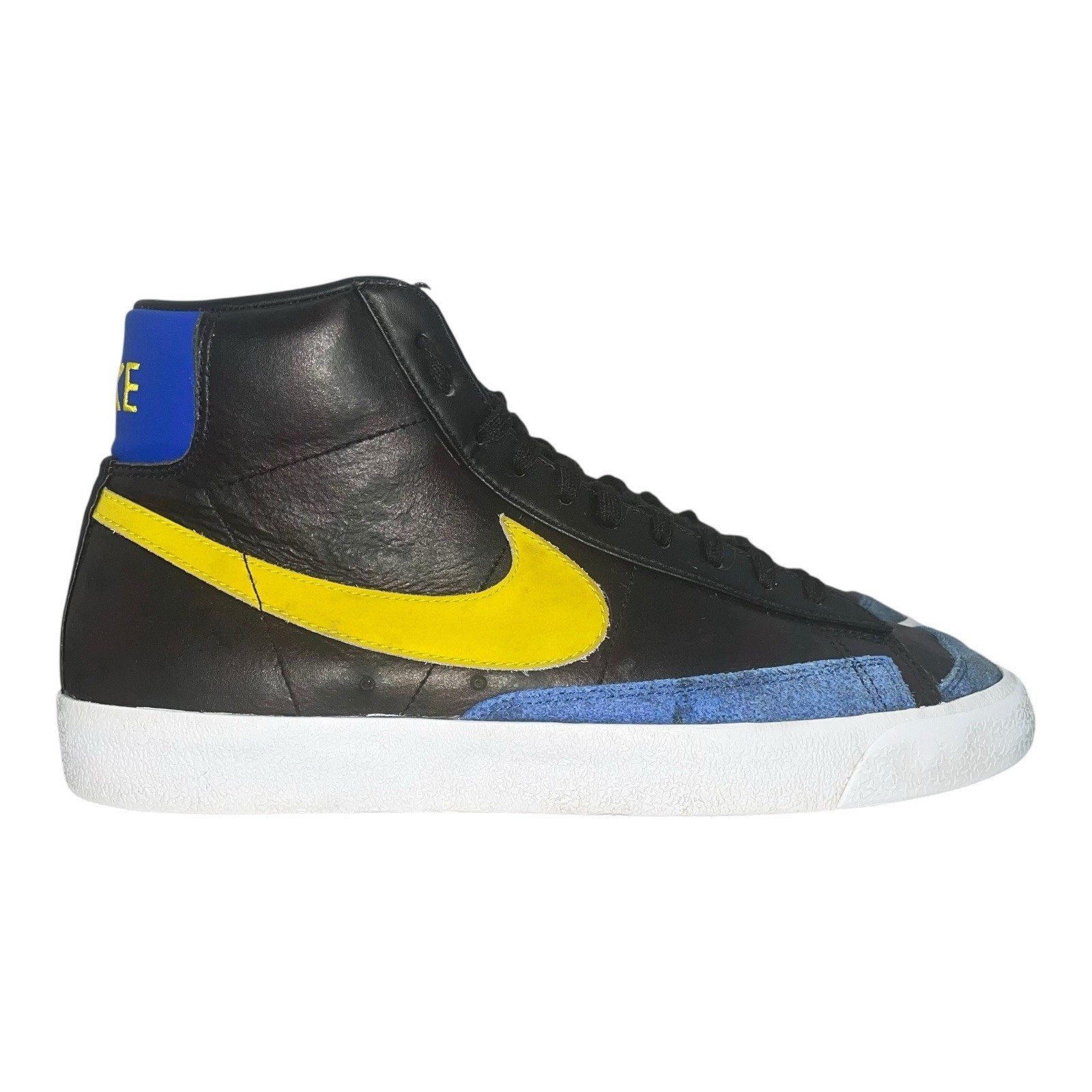Nike Men Blazer Mid Peace Love & Basketball Blue/Yellow DC1414-001 Shoes Siz 9.5