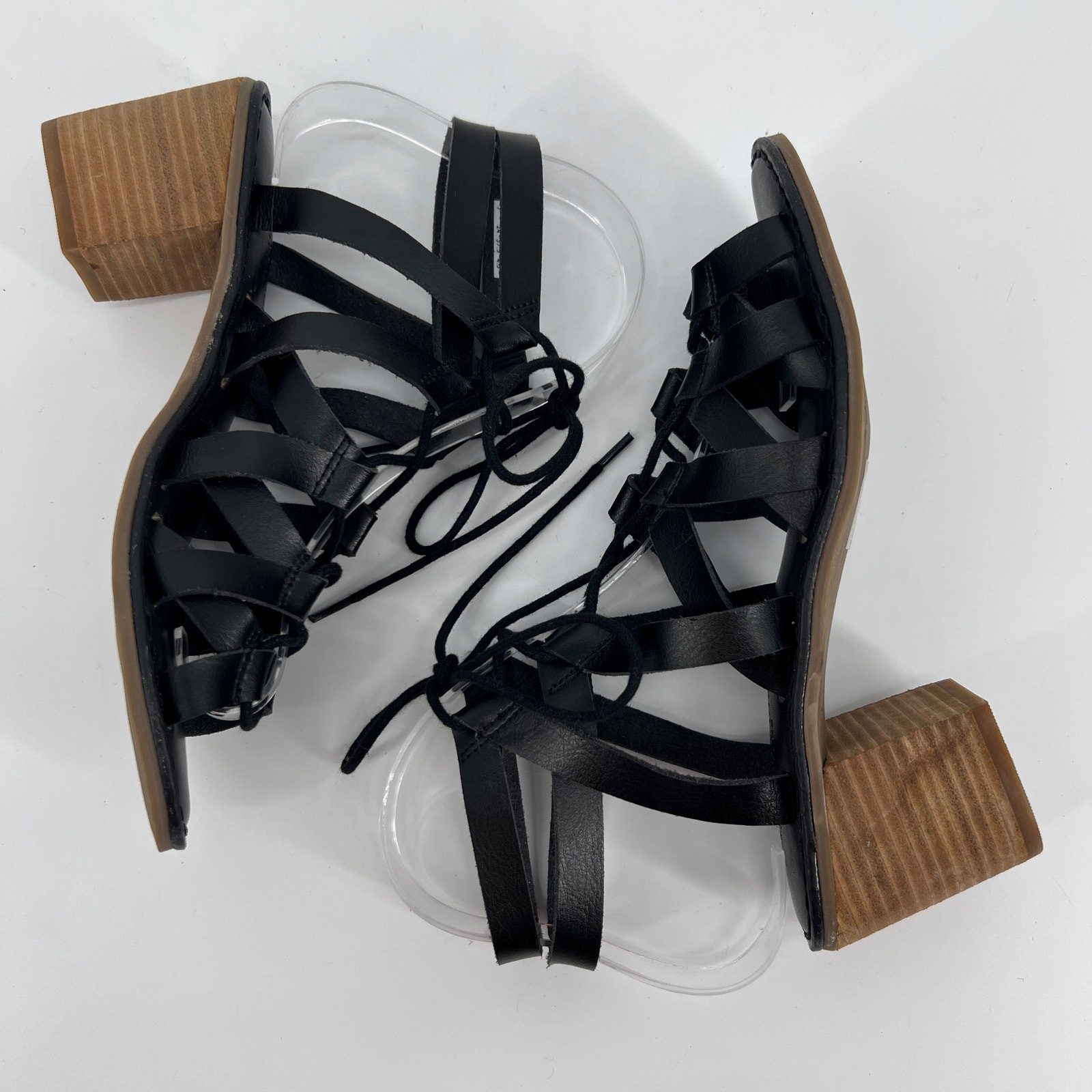 American Eagle Outfitters Sandals Womens 7 Black Vegan Leather Lace Up Gladiator