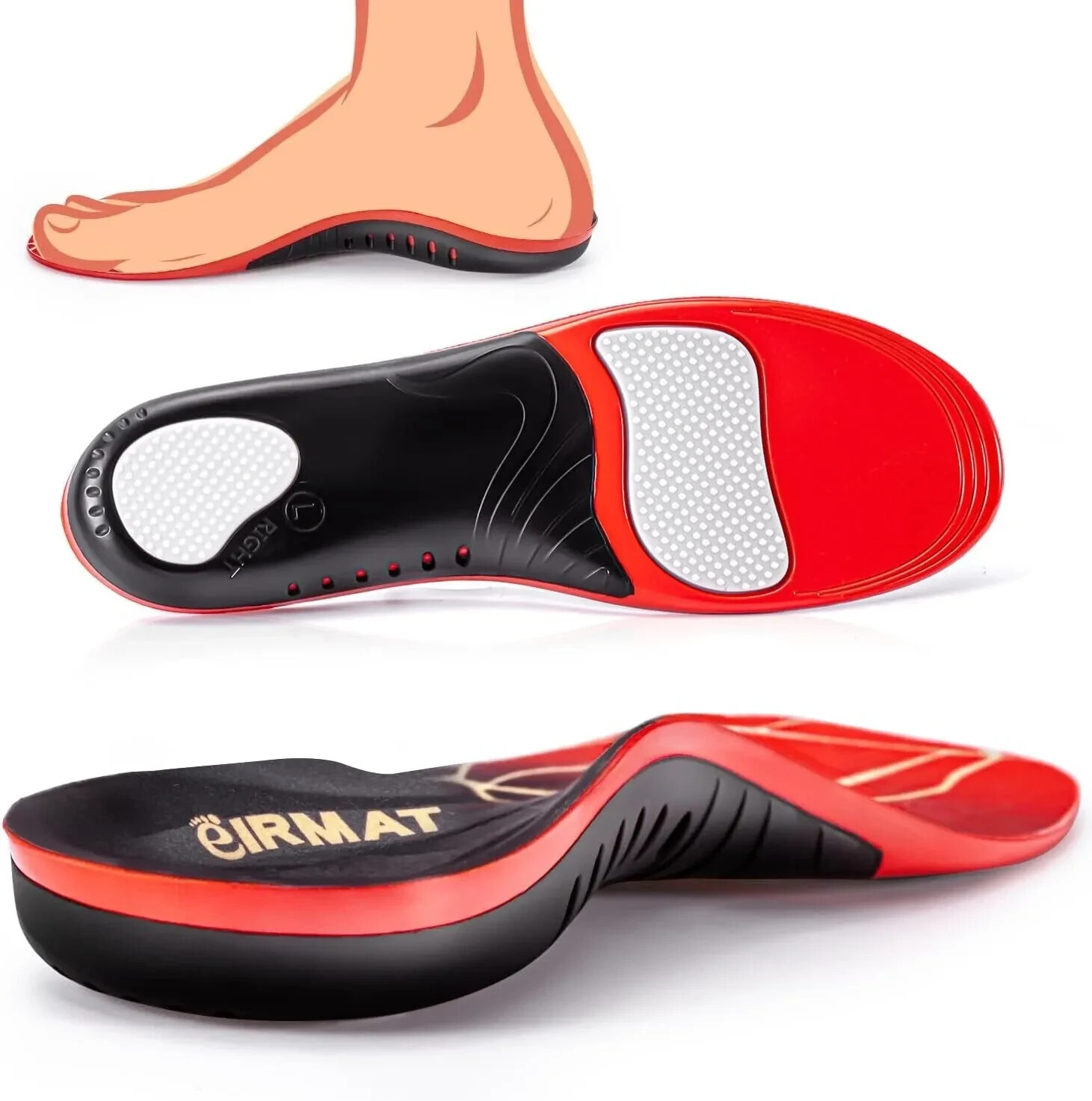 Plantar Fasciitis High Arch Support Insoles for Men Women, Arch Support Inserts